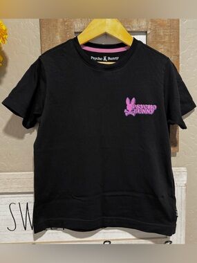 Psycho Bunny Kids Graphic T-Shirt in Black Sz S 7/8